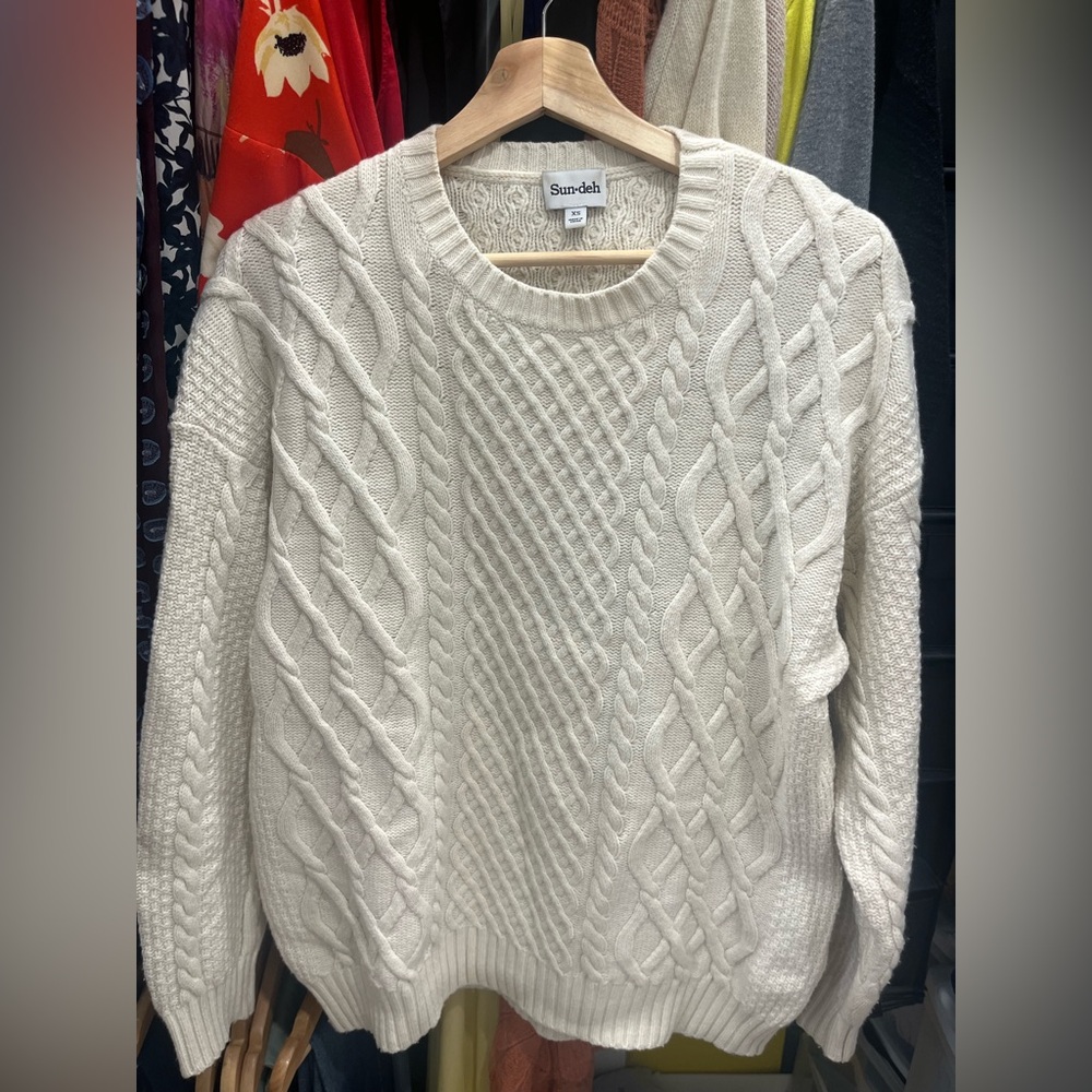 Sunday Best Cream Cable Knit Wool Sweater